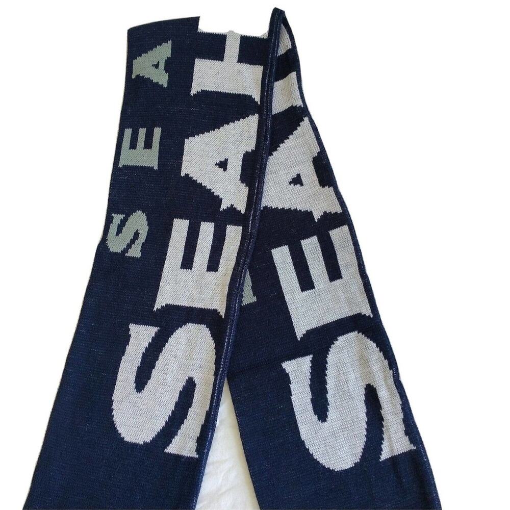 SEATTLE SEA HAWKS Scarf 6" x 60" Dark Navy Blue Sports Sporty Scarf Football Fan